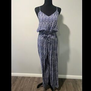 Blue and white romper